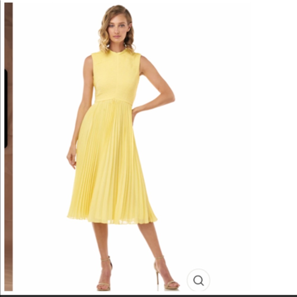 NWT KAY UNGER Beatrice Accordion Pleated Mock Neck Sleeveless Chiffon Midi Dress - Picture 3 of 14